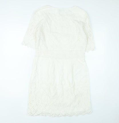 Whistles Women’s Ivory Cotton Shift Dress Size 8 Knee Length