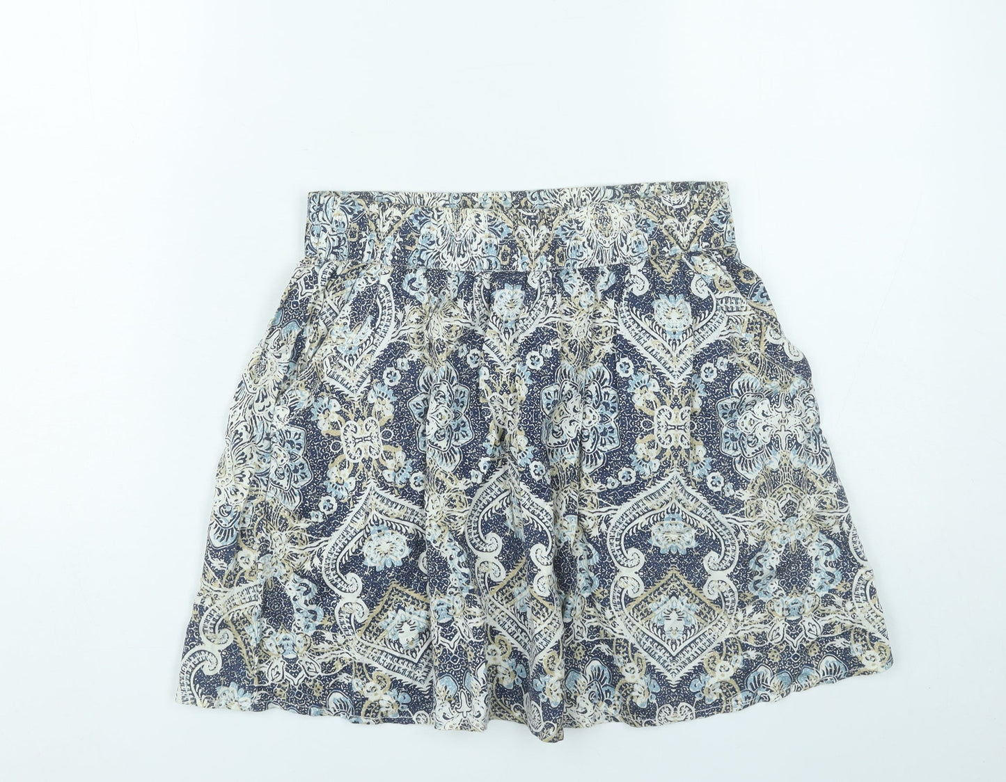 H&M Women’s Blue Paisley A-Line Skirt Size 10 Cotton Boho Summer