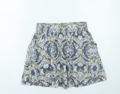 H&M Women’s Blue Paisley A-Line Skirt Size 10 Cotton Boho Summer