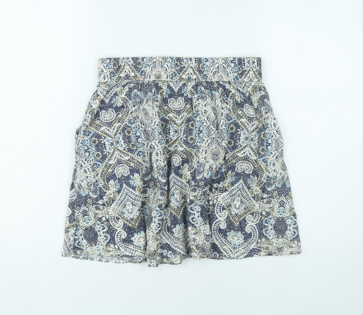 H&M Women’s Blue Paisley A-Line Skirt Size 10 Cotton Boho Summer