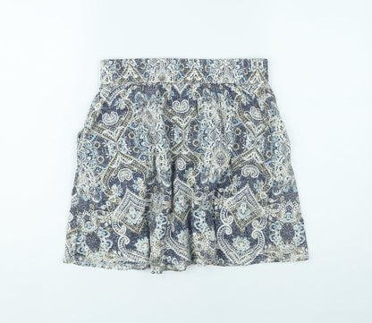 H&M Women’s Blue Paisley A-Line Skirt Size 10 Cotton Boho Summer