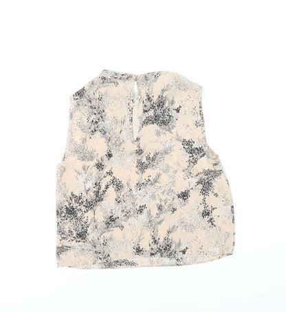 Oasis Womens Beige Floral Sleeveless Blouse Size 8 Polyester Top