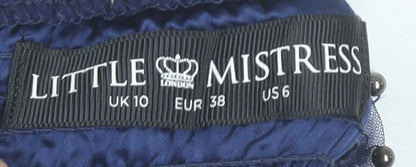 Little Mistress Women Blue Size 10 Maxi Beaded Formal Dress