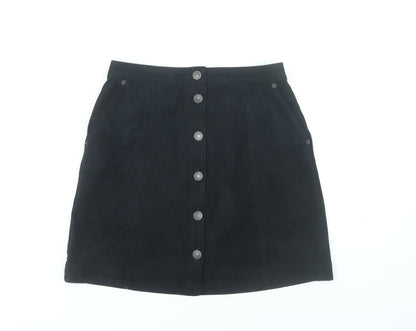 Abercrombie & Fitch Womens Black Mini Skirt XS High Rise Button Front