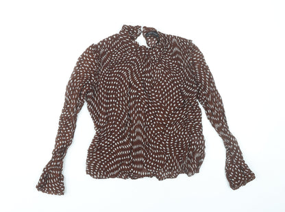 Womens UK Size 8 Zara Brown Tunic Blouse