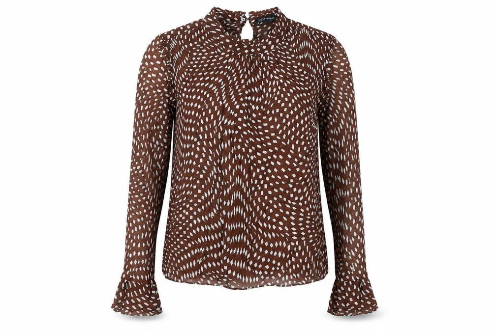 Womens UK Size 8 Zara Brown Tunic Blouse