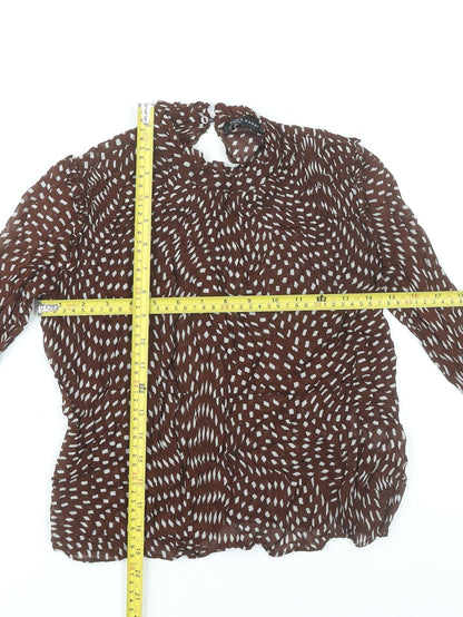 Womens UK Size 8 Zara Brown Tunic Blouse