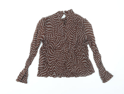 Womens UK Size 8 Zara Brown Tunic Blouse