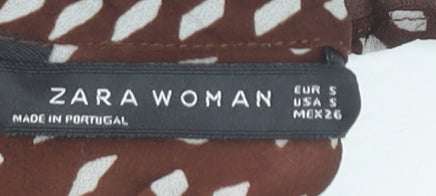 Womens UK Size 8 Zara Brown Tunic Blouse