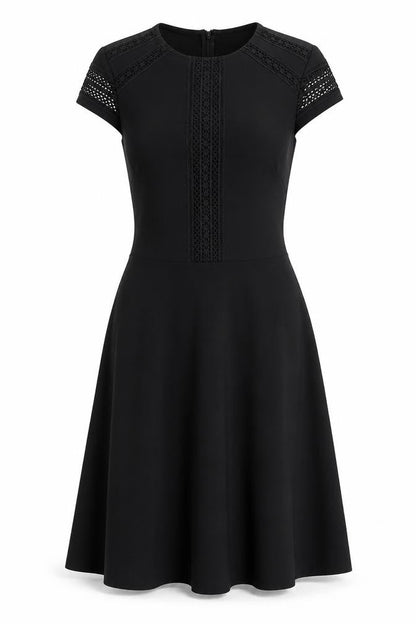 H&M Women Black XS A-Line Lace Short Sleeve Knee Length Dress