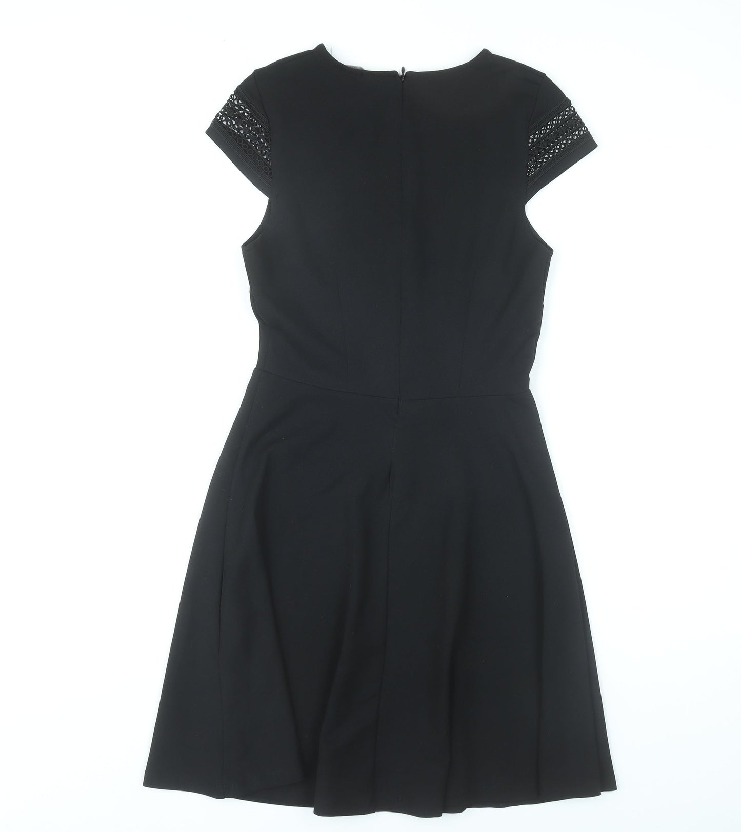 H&M Women Black XS A-Line Lace Short Sleeve Knee Length Dress