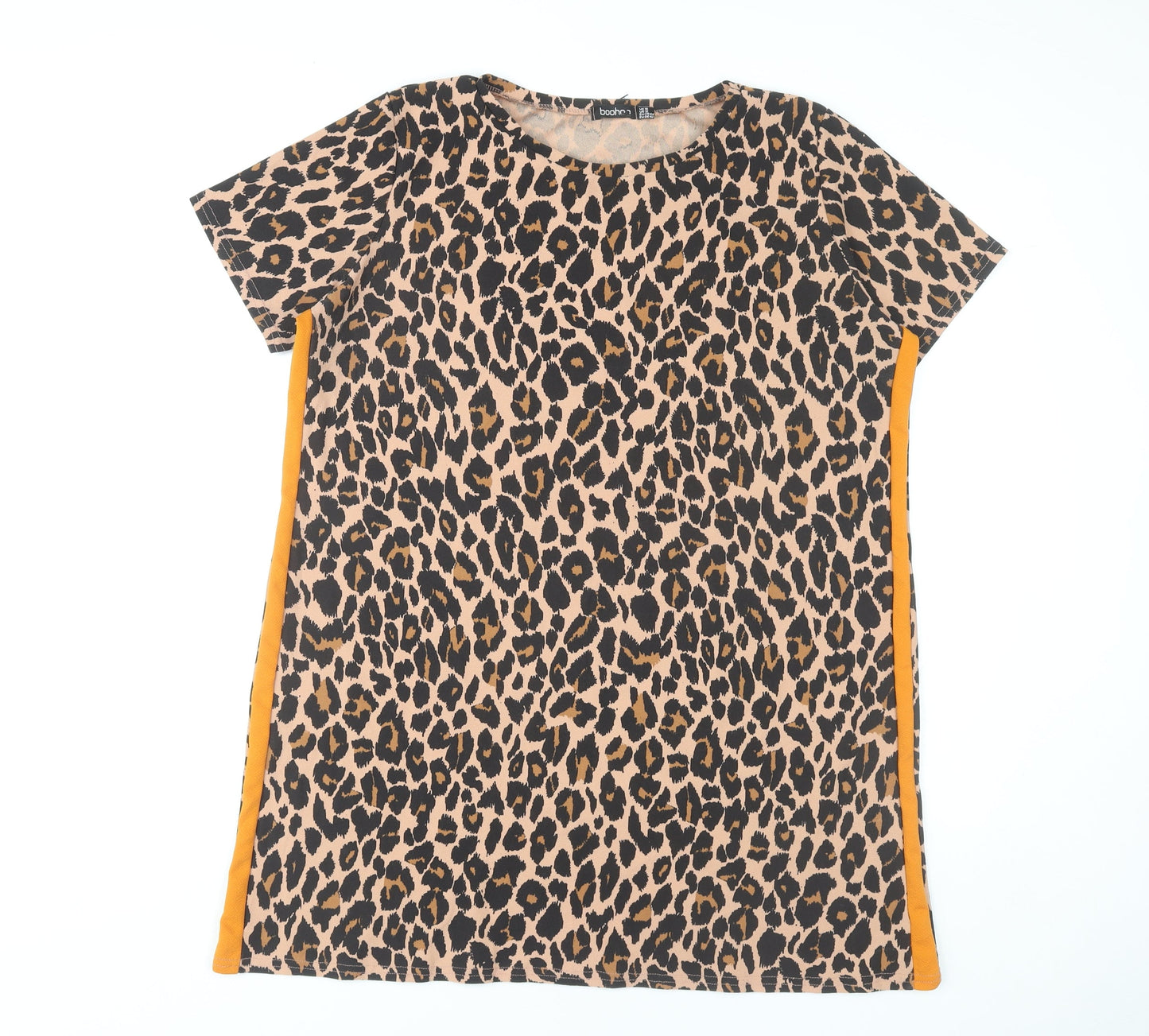 Boohoo Women’s Leopard Print Shift Dress Size 16 Short Sleeve