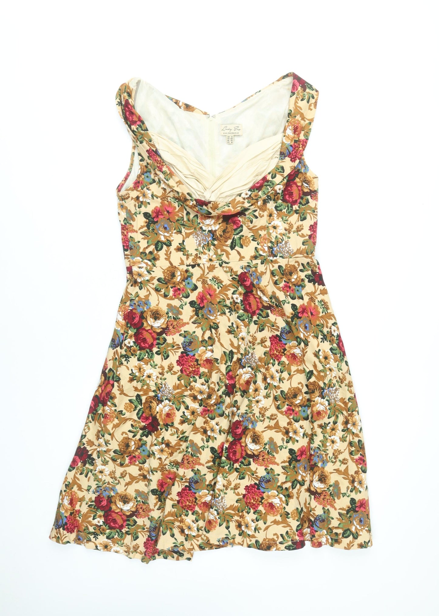 Lindy Bop Women’s Multicoloured Floral Fit & Flare Dress UK 12