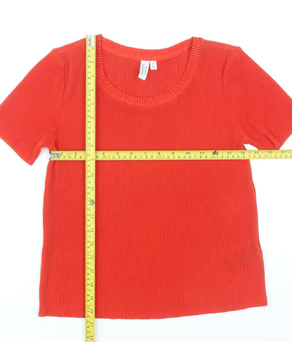 & Other Stories Women Red Size 6 Short Sleeve Scoop Neck T-Shirt