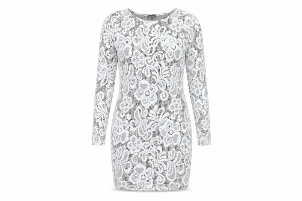 River Island Women’s White Floral Lace Bodycon Dress Size 10