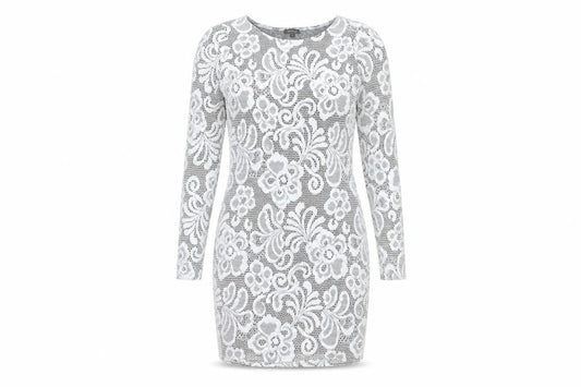 River Island Women’s White Floral Lace Bodycon Dress Size 10