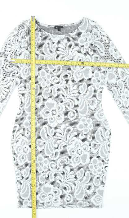 River Island Women’s White Floral Lace Bodycon Dress Size 10