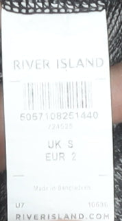 River Island Women’s Grey V-Neck Tunic Top Size S 3/4 Sleeve Knot Detail