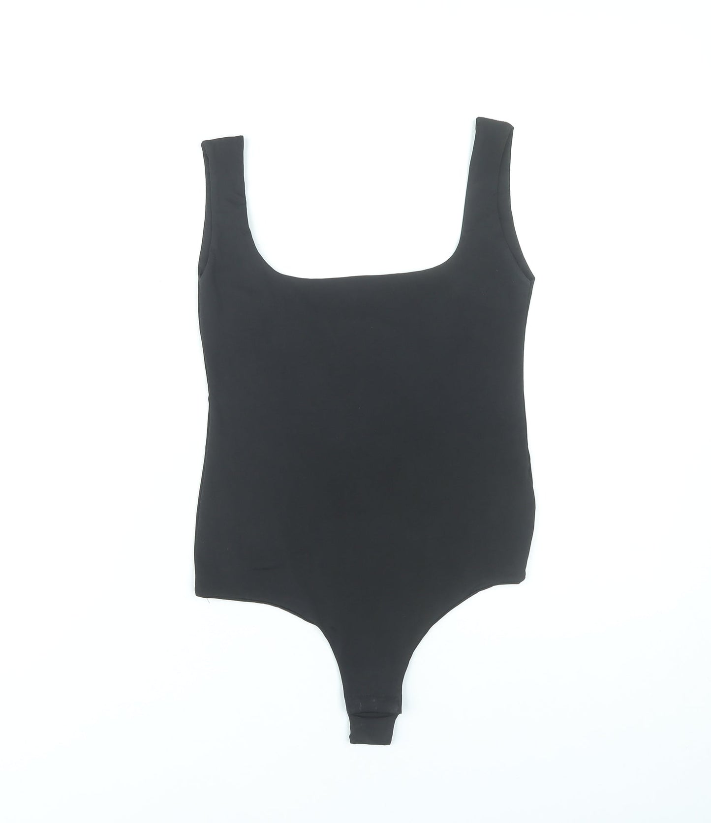 PrettyLittleThing Women Black Bodysuit UK 10 Slim Fit Scoop Neck