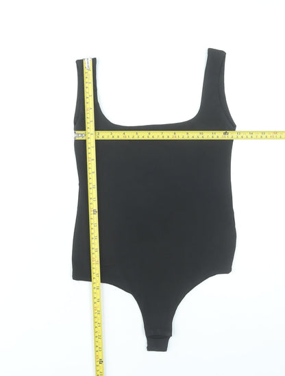 PrettyLittleThing Women Black Bodysuit UK 10 Slim Fit Scoop Neck