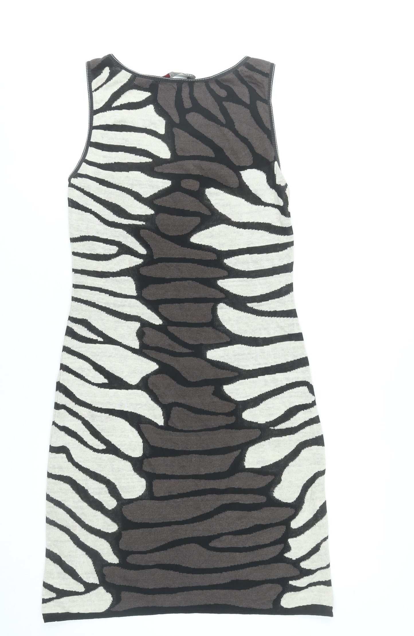 Marc Cain Women’s Black Grey White Zebra Bodycon Dress Size 10
