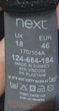 Next Women’s Black Floral Skater Dress Size 18 Knee Length 3/4 Sleeve