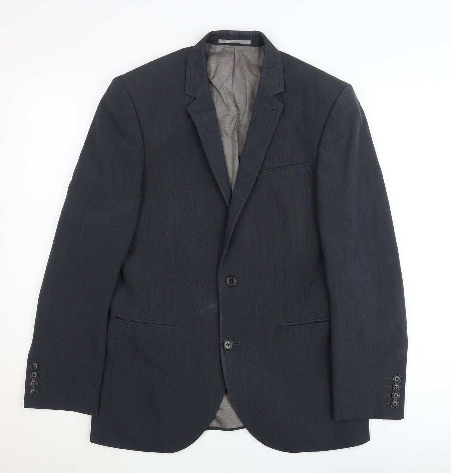 Next Men’s Grey Wool Blend Suit Jacket 36R Notch Lapel 2 Button