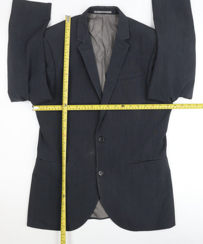 Next Men’s Grey Wool Blend Suit Jacket 36R Notch Lapel 2 Button