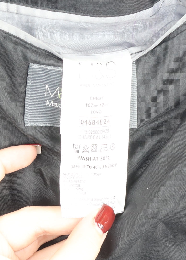 Marks and Spencer Men's Grey 42L Suit Jacket Single Breasted