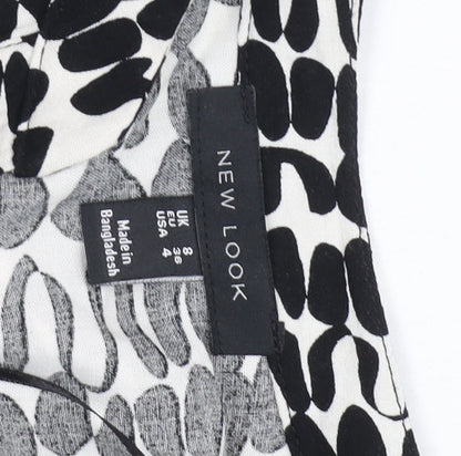 New Look Womens Black White Jumpsuit UK 8 V-Neck Short Sleeve