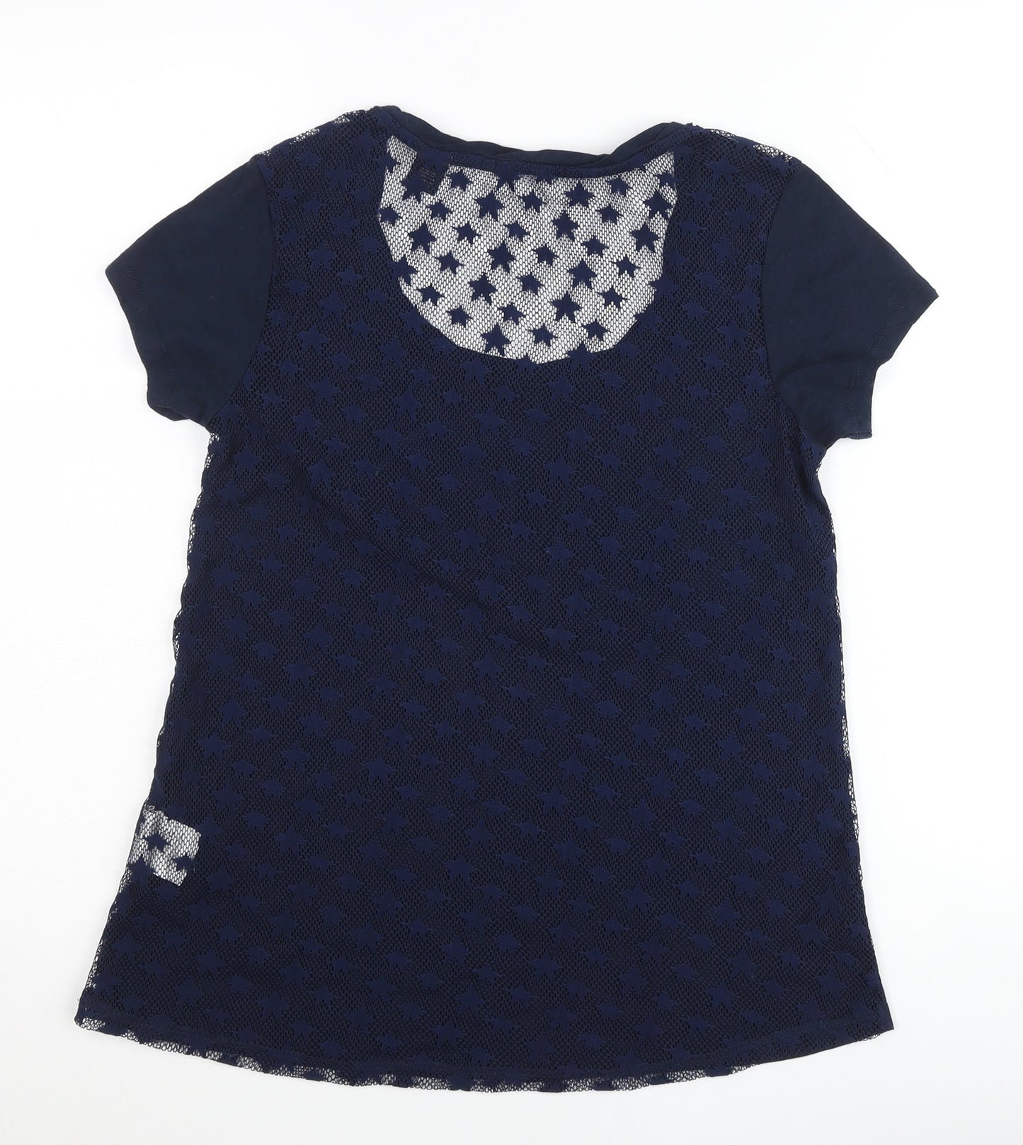 Maison Scotch Womens Blue Lace Back T-Shirt Size L Casual