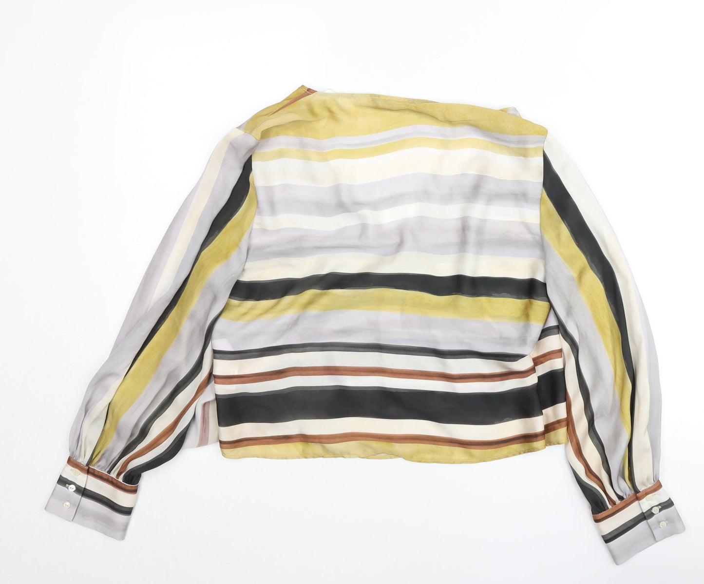 Zara Womens Multicoloured Striped Wrap Blouse Size M Long Sleeve