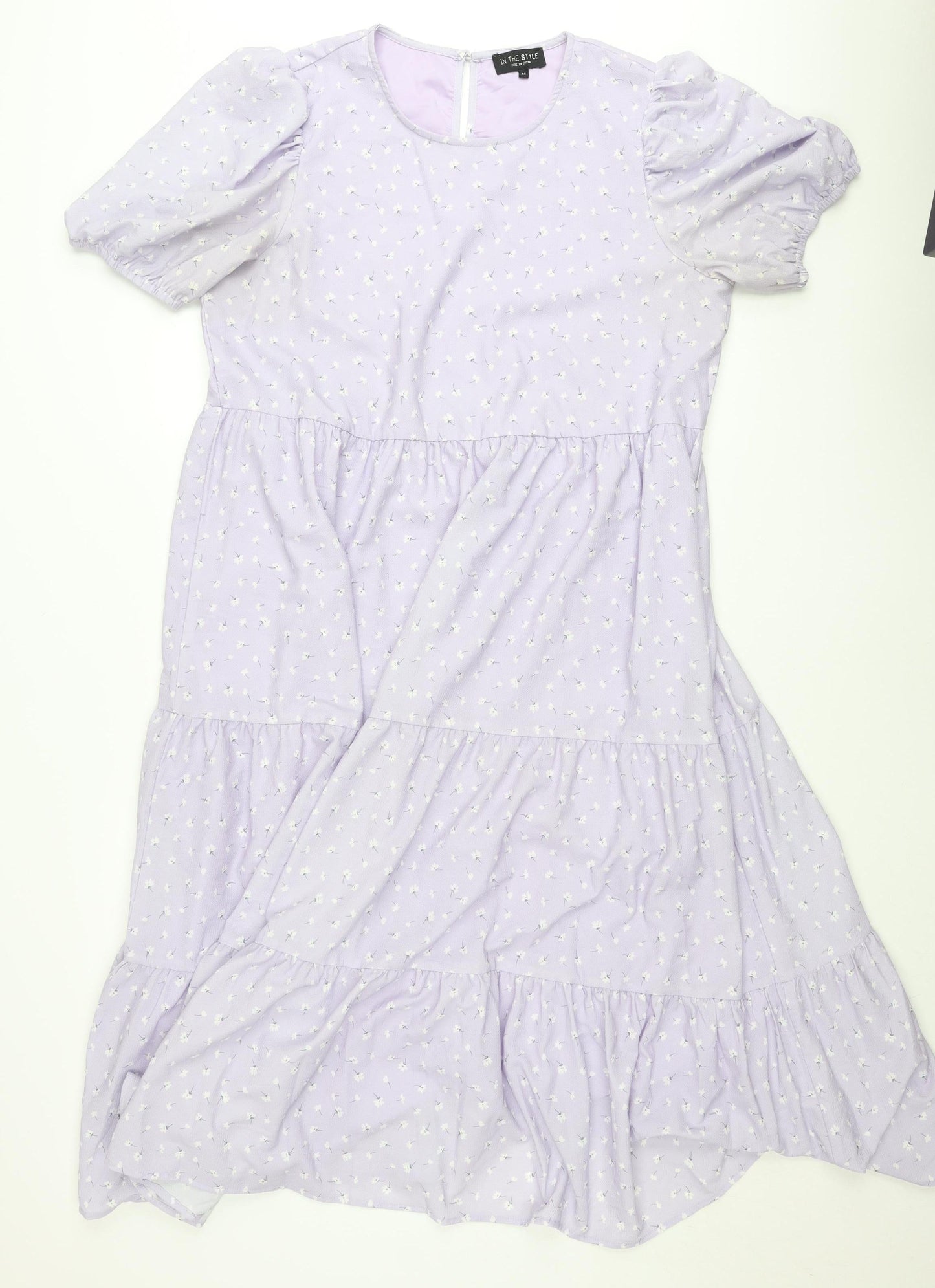 In The Style Women’s Purple Floral Midi Skater Dress Size 14