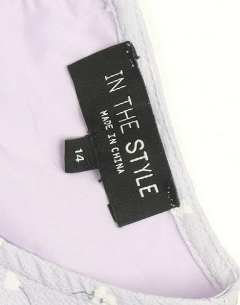 In The Style Women’s Purple Floral Midi Skater Dress Size 14