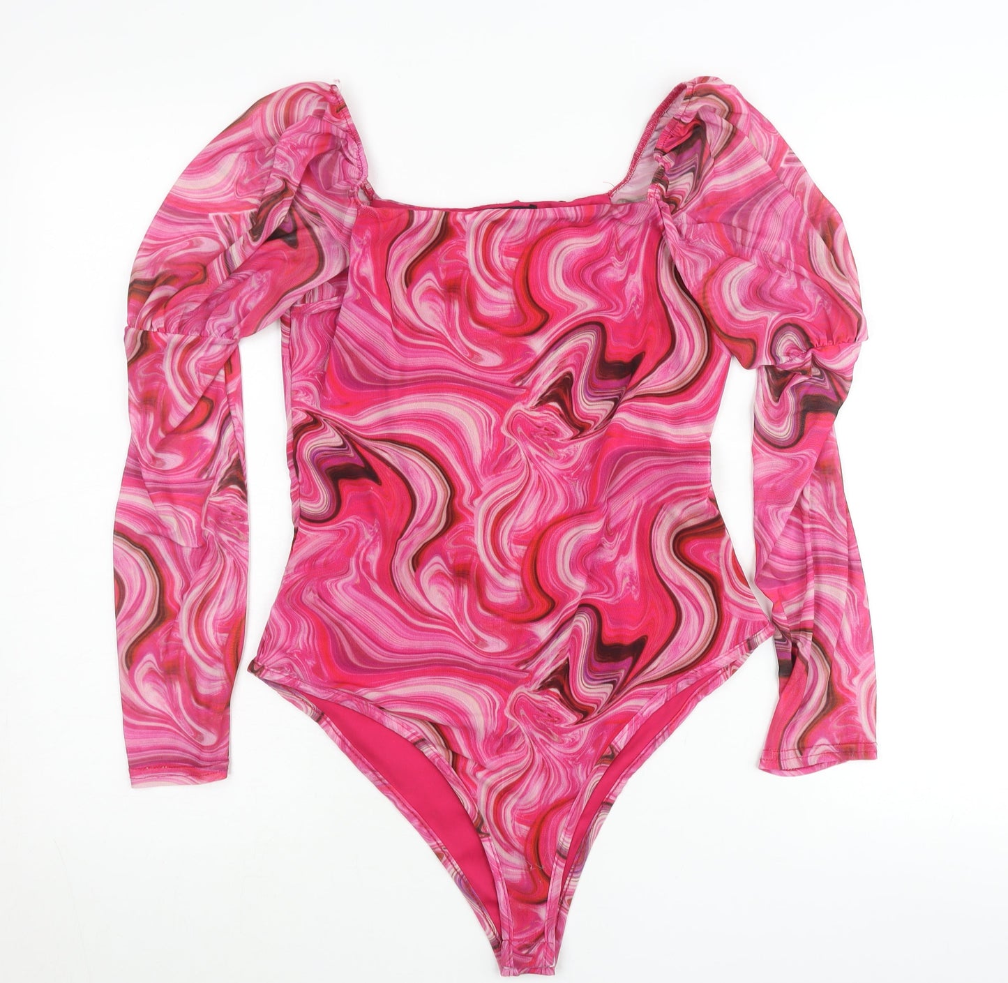 Quiz Women’s Multicoloured Bodysuit Size 10 Puff Sleeve Party Top