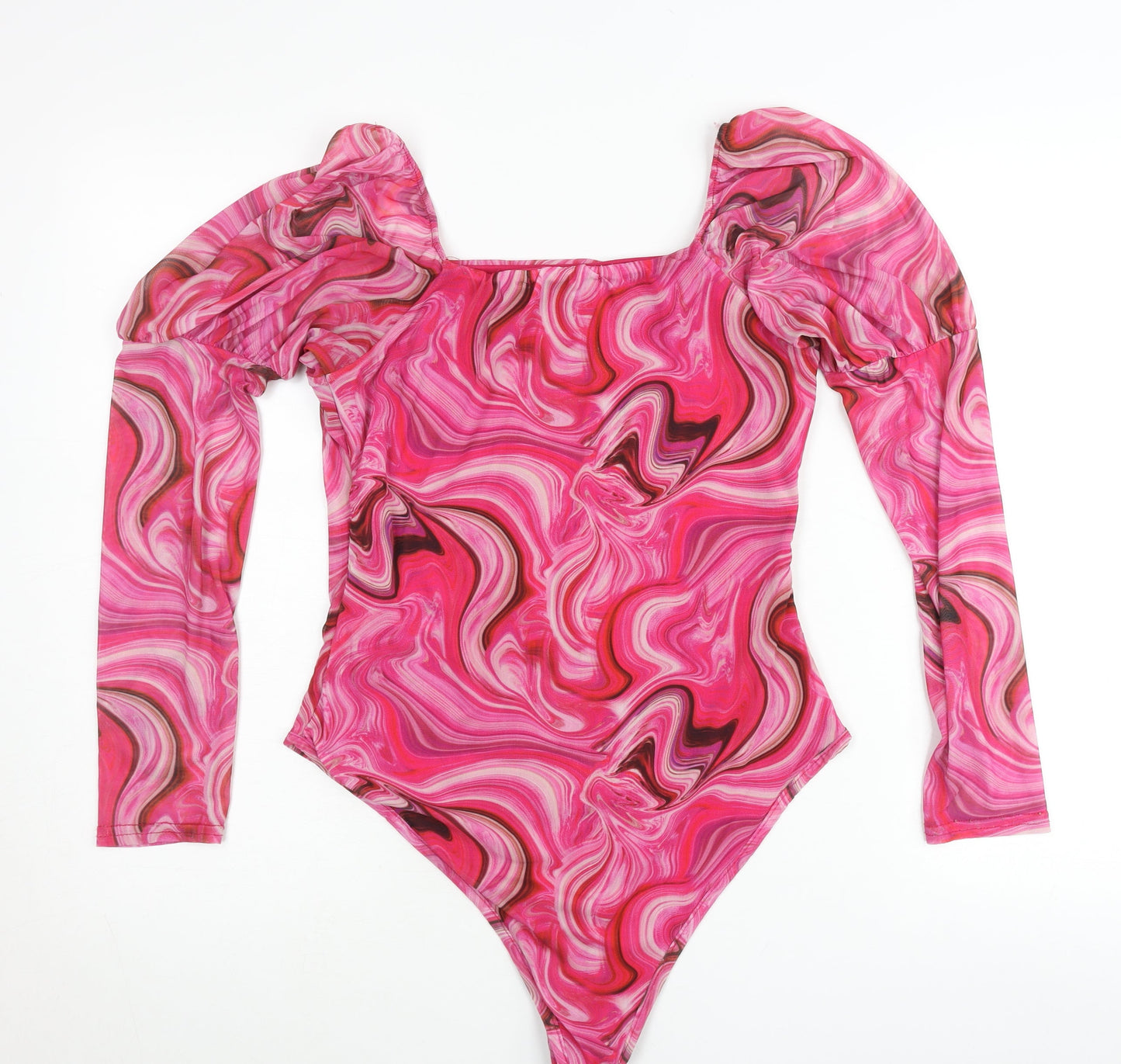 Quiz Women’s Multicoloured Bodysuit Size 10 Puff Sleeve Party Top