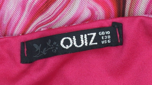 Quiz Women’s Multicoloured Bodysuit Size 10 Puff Sleeve Party Top