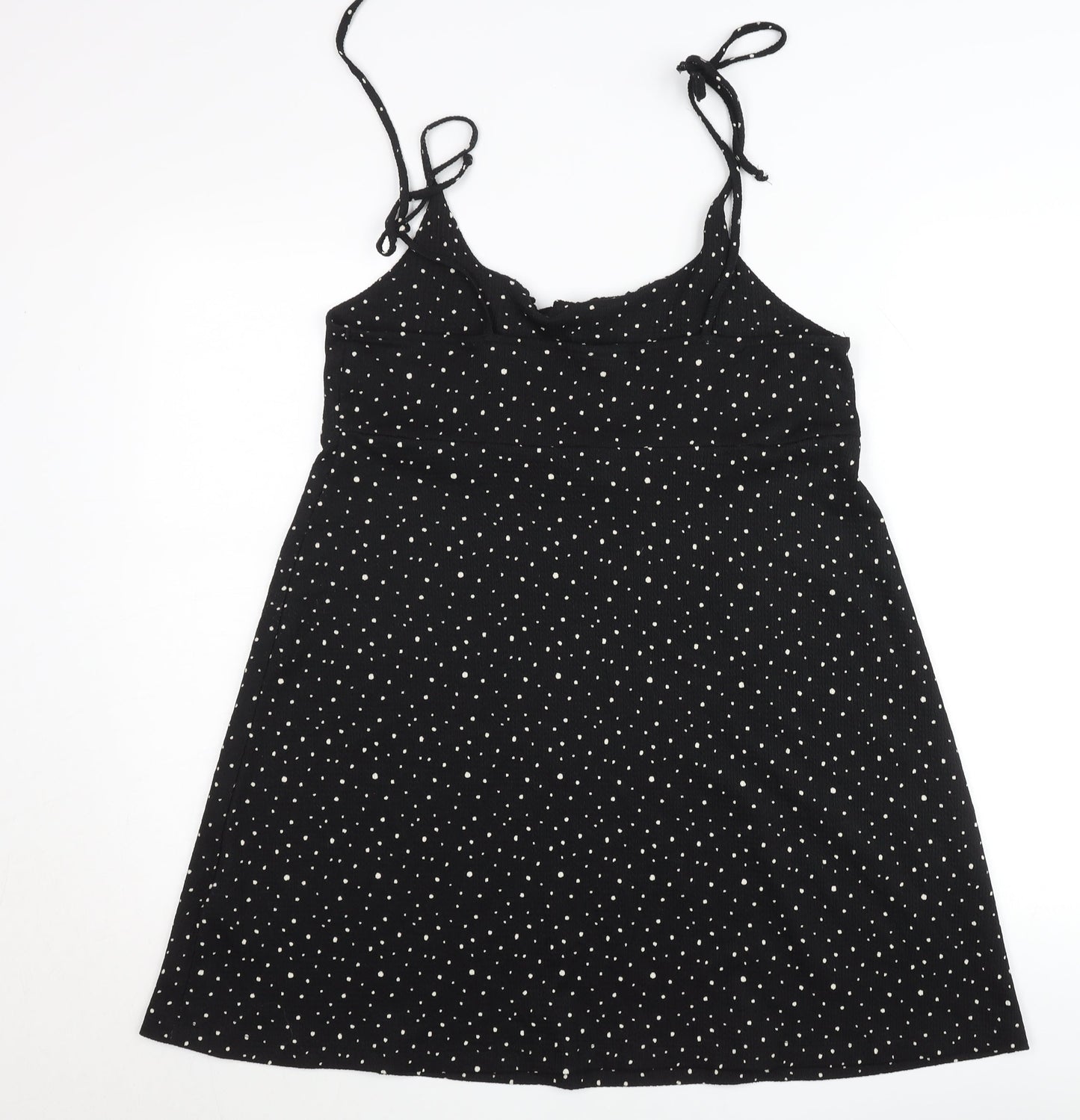 Topshop Women’s Black Polka Dot A-Line Dress Size 14 Sleeveless