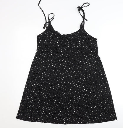 Topshop Women’s Black Polka Dot A-Line Dress Size 14 Sleeveless
