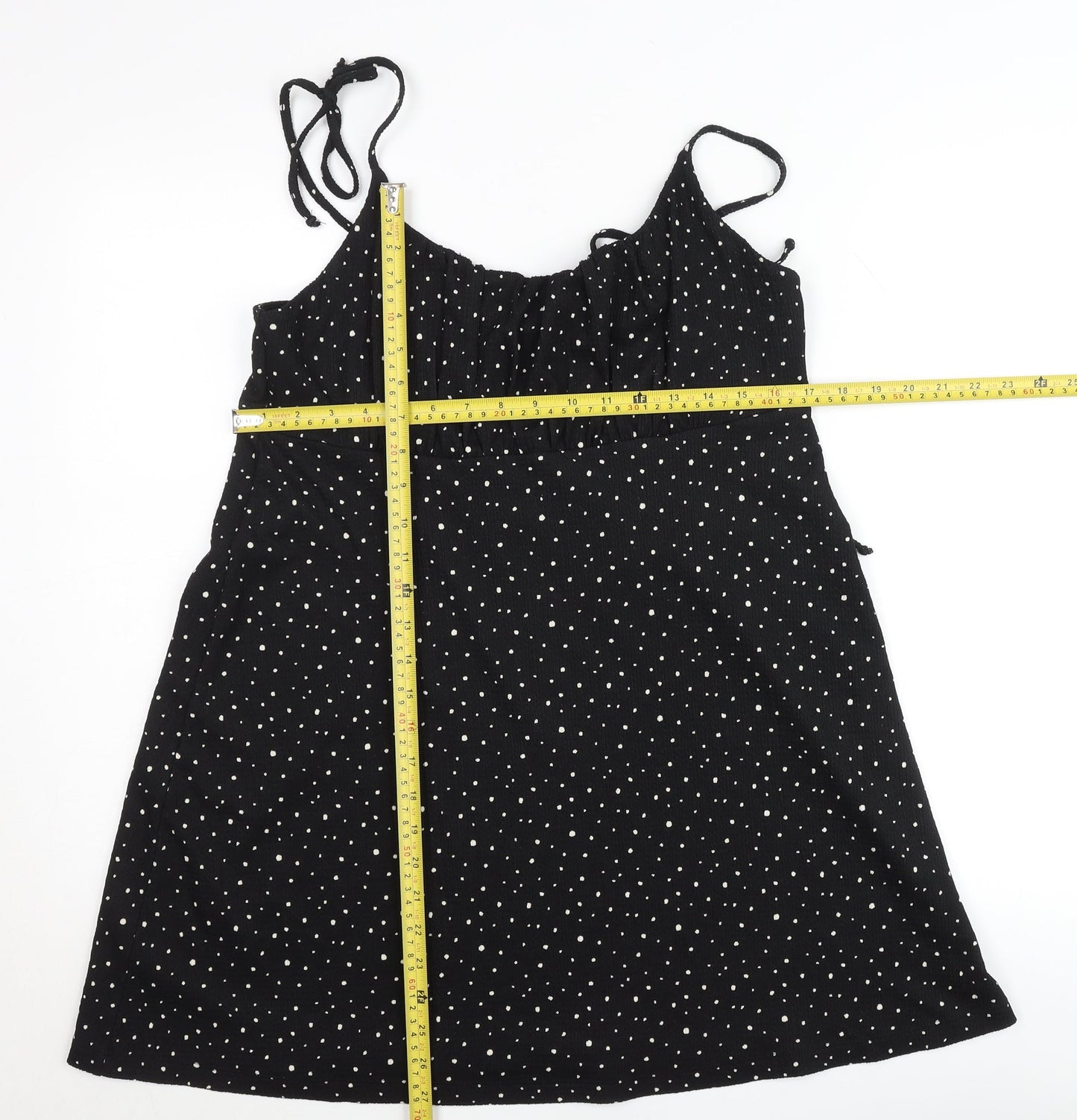 Topshop Women’s Black Polka Dot A-Line Dress Size 14 Sleeveless
