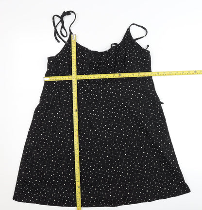 Topshop Women’s Black Polka Dot A-Line Dress Size 14 Sleeveless