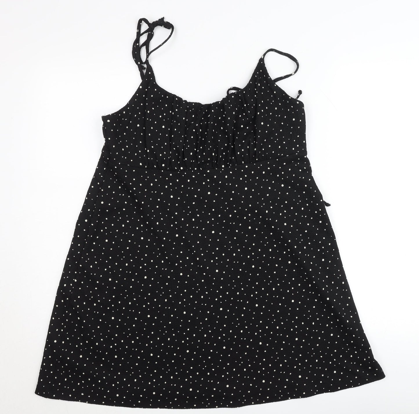 Topshop Women’s Black Polka Dot A-Line Dress Size 14 Sleeveless