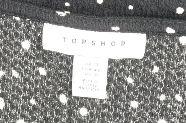 Topshop Women’s Black Polka Dot A-Line Dress Size 14 Sleeveless