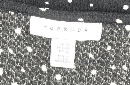 Topshop Women’s Black Polka Dot A-Line Dress Size 14 Sleeveless