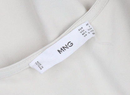MNG Women’s Beige XS Wrap Midi Dress Short Sleeve V-Neck