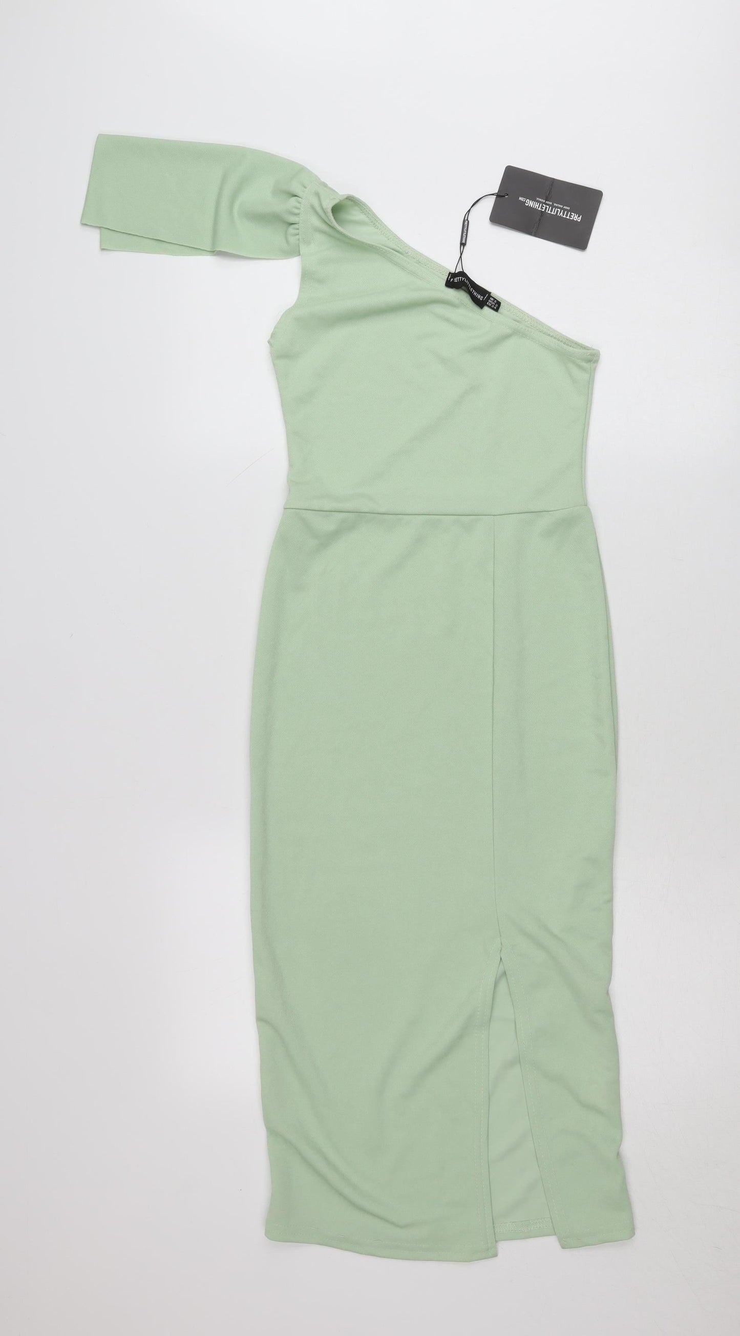 PrettyLittleThing Women’s Green One Shoulder Bodycon Midi Dress Size 8