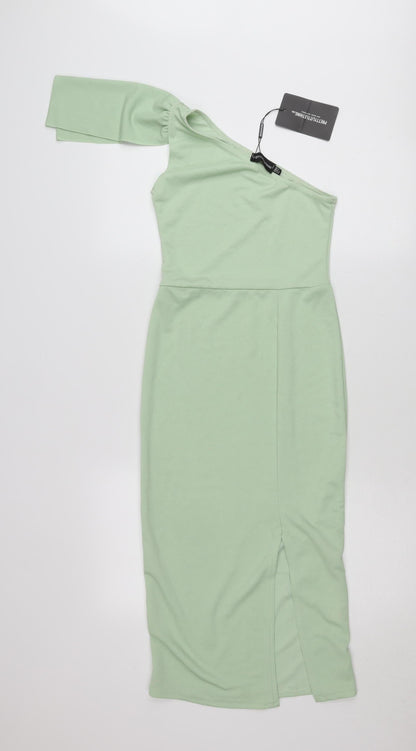 PrettyLittleThing Women’s Green One Shoulder Bodycon Midi Dress Size 8