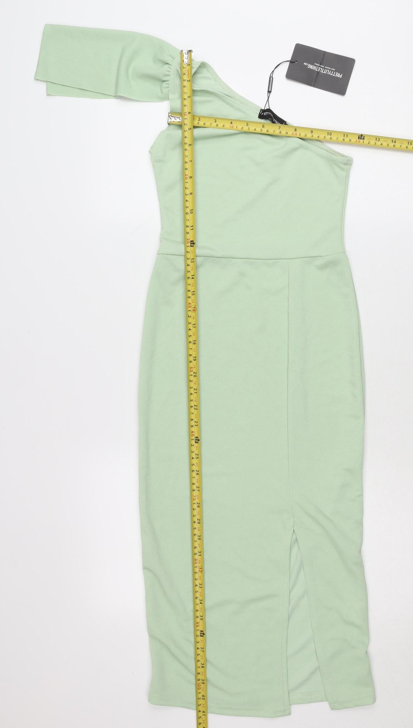 PrettyLittleThing Women’s Green One Shoulder Bodycon Midi Dress Size 8