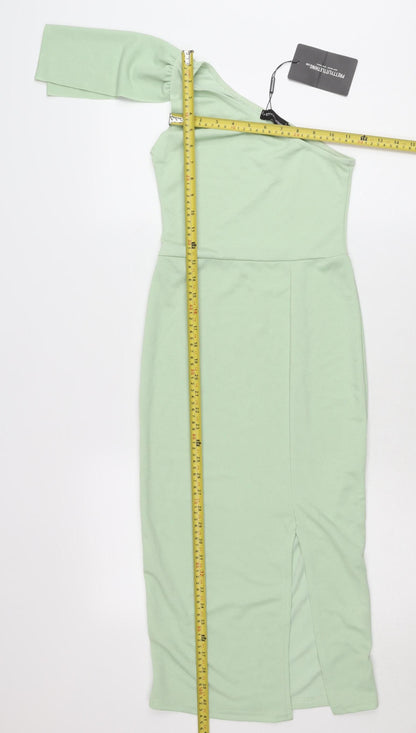 PrettyLittleThing Women’s Green One Shoulder Bodycon Midi Dress Size 8