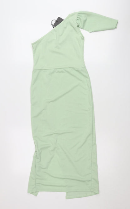 PrettyLittleThing Women’s Green One Shoulder Bodycon Midi Dress Size 8